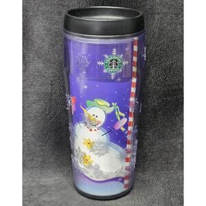 Vintage Starbucks Barista Winter Snowman Coffee Tumbler 16oz Grande Travel Mug